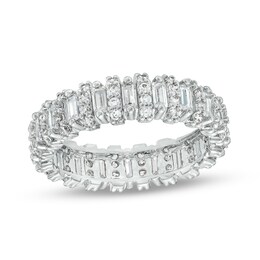 Cubic Zirconia Baguette and Round Eternity Band in Sterling Silver - Size 8