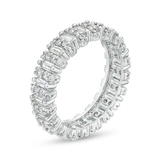 Cubic Zirconia Baguette and Round Eternity Band in Sterling Silver - Size 8