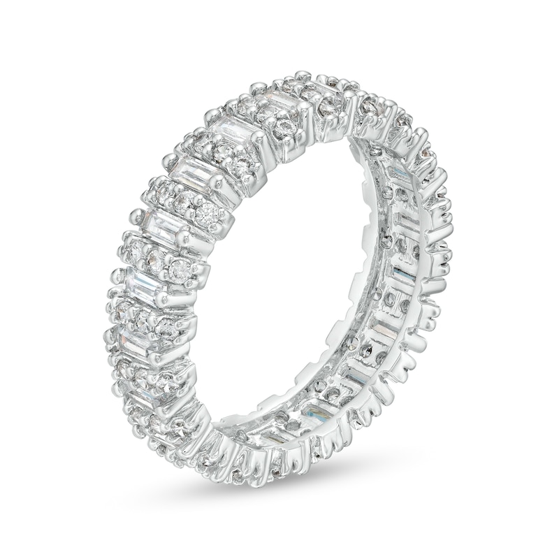 Main Image 2 of Cubic Zirconia Baguette and Round Eternity Band in Sterling Silver - Size 8