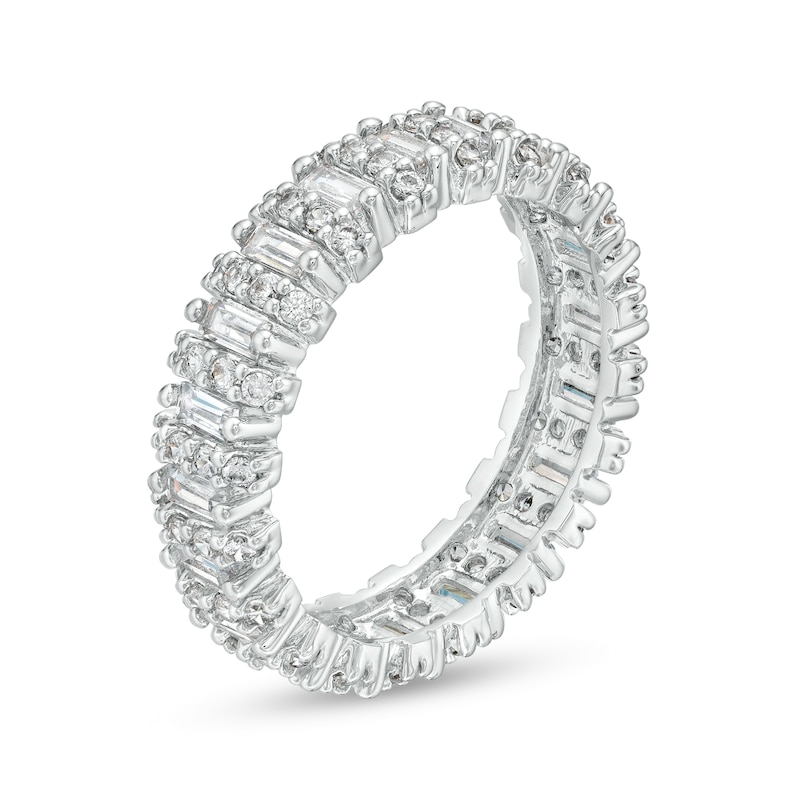 Cubic Zirconia Baguette and Round Eternity Band in Sterling Silver - Size 8