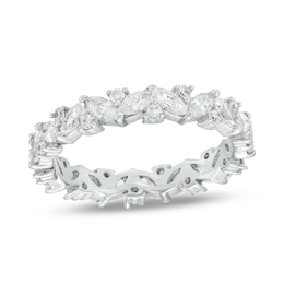 Cubic Zirconia Marquise and Round Eternity Band in Sterling Silver - Size 8