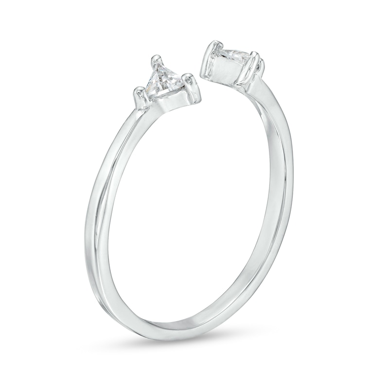 Main Image 2 of Cubic Zirconia Double Triangle Open Shank Ring in Sterling Silver - Size 6