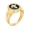 Thumbnail Image 1 of Cubic Zirconia and Black Enamel Cross Ring in 10K Gold