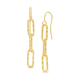 Diamond-Cut Oval Link Dangle Earrings in 10K Gold