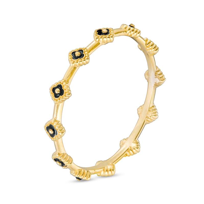 Black Enamel Ring in 10K Gold - Size 7