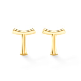&quot;T&quot; Initial Studs in 10K Gold