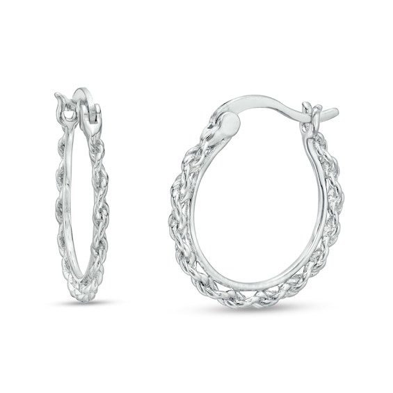 Rope-Textured Hoop Earrings in Sterling Silver