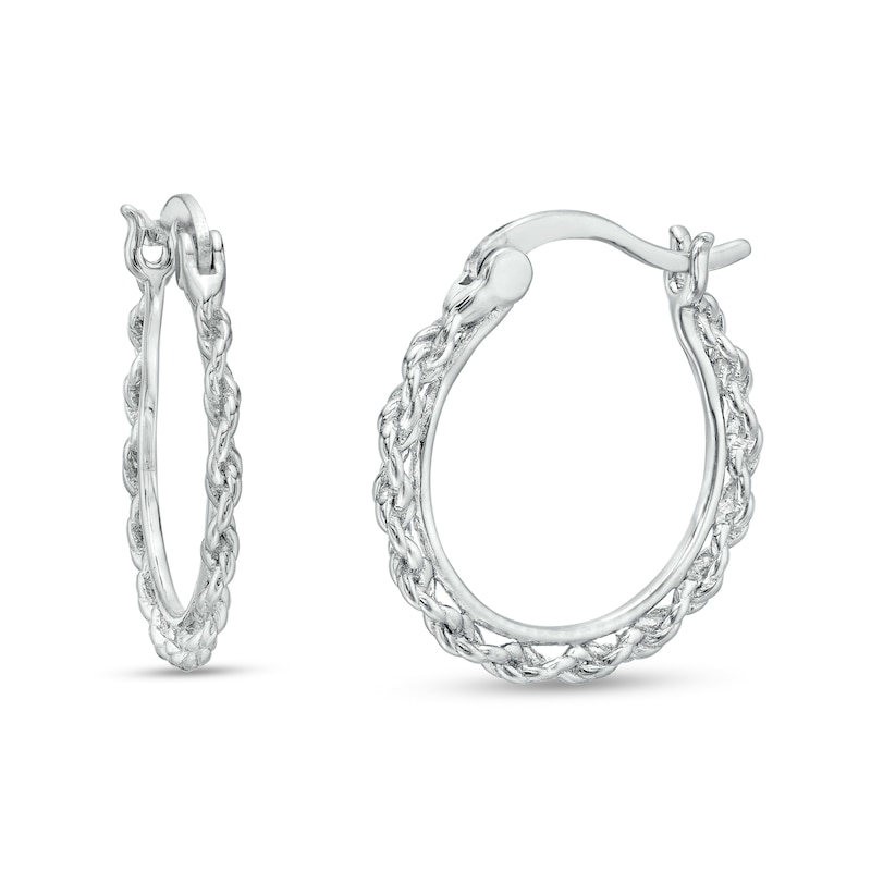 Sterling Silver Rope-Textured Hoops