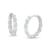 Thumbnail Image 1 of Cubic Zirconia Pavé Bamboo Huggie Hoop Earrings in Sterling Silver