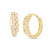 Thumbnail Image 0 of Cubic Zirconia Curb Chain Link Huggie Hoop Earrings in 10K Gold