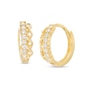 Thumbnail Image 1 of Cubic Zirconia Curb Chain Link Huggie Hoop Earrings in 10K Gold