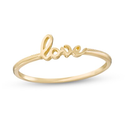 10K Gold Love Script Ring