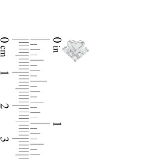 Cubic Zirconia Mini Heart Stud Earrings in Sterling Silver