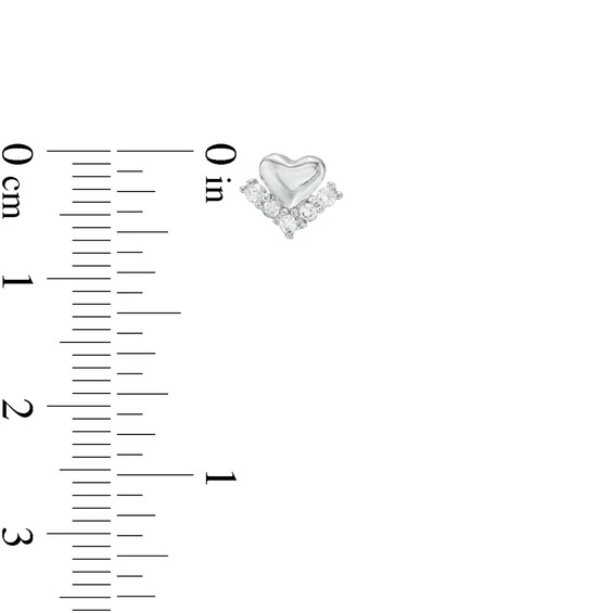 Cubic Zirconia Mini Heart Stud Earrings in Sterling Silver