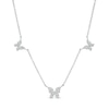 Thumbnail Image 0 of Cubic Zirconia Triple Butterfly Station Necklace in Sterling Silver - 16"