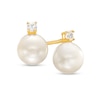 Thumbnail Image 0 of Cubic Zirconia and Cultured Freshwater Pearl Stud Earrings in 10K Gold