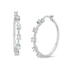 Cubic Zirconia Five Stone Hoop Earrings in Sterling Silver