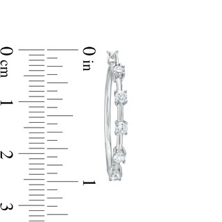 Cubic Zirconia Five Stone Hoop Earrings in Sterling Silver