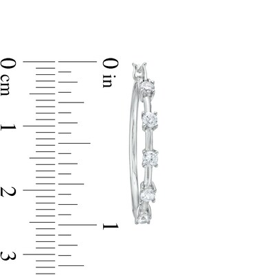 Cubic Zirconia Five Stone Hoop Earrings in Sterling Silver