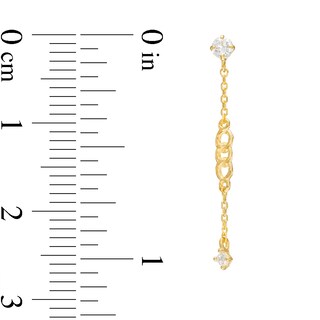 Cubic Zirconia Chain Drop Dangle Earrings in 10K Gold