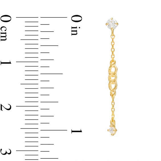 Cubic Zirconia Chain Drop Dangle Earrings in 10K Gold