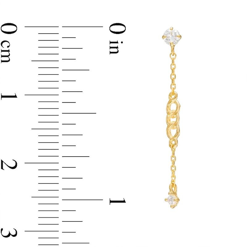 Cubic Zirconia Chain Drop Dangle Earrings in 10K Gold