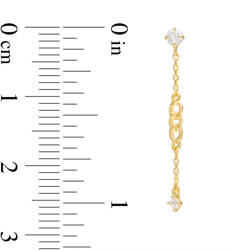 Main Image 2 of Cubic Zirconia Chain Drop Dangle Earrings in 10K Gold