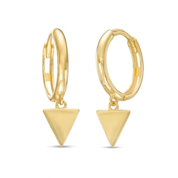 Triangle Dangle Huggie Hoop Earrings in 10K Gold