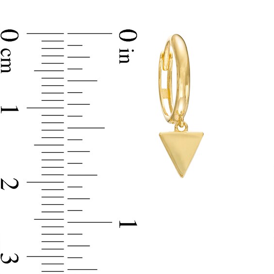 Triangle Dangle Huggie Hoop Earrings in 10K Gold