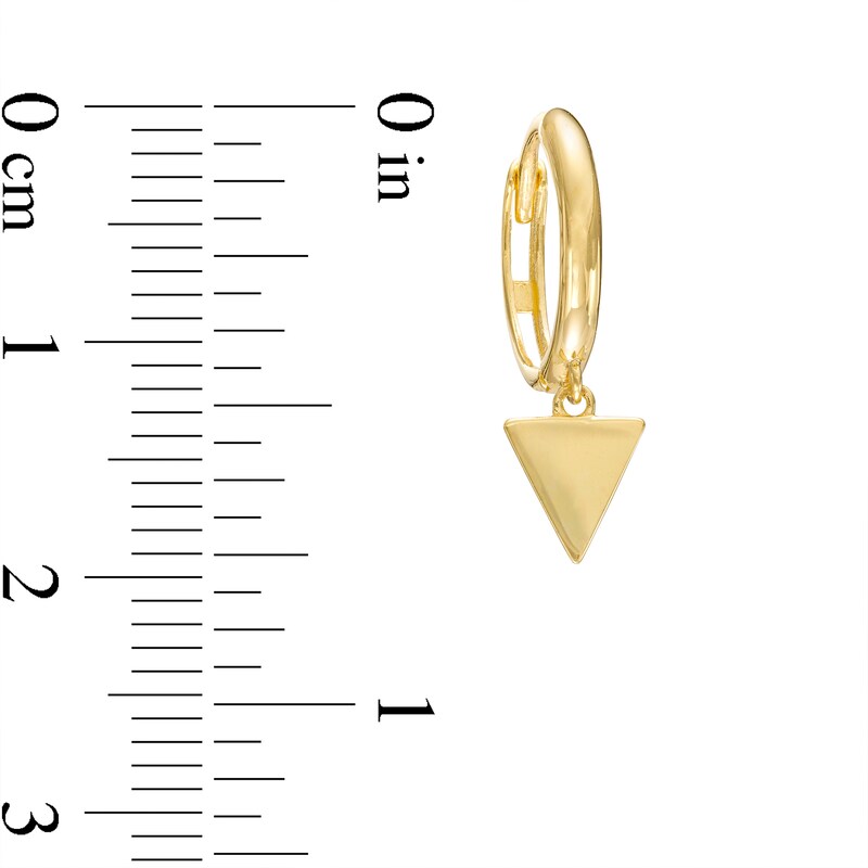 Main Image 2 of Triangle Dangle Huggie Hoop Earrings in 10K Gold