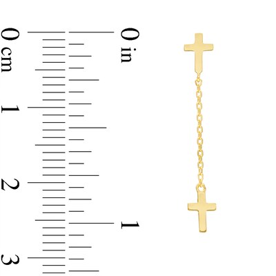 Cross Chain Dangle Earrings in 10K Gold