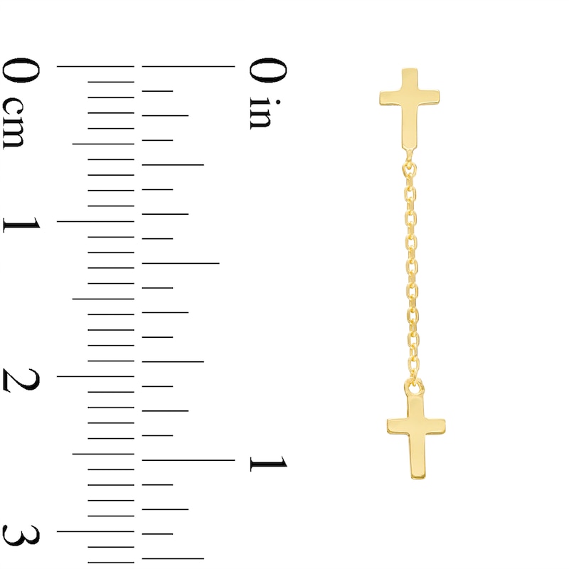 Main Image 2 of Cross Chain Dangle Earrings in 10K Gold