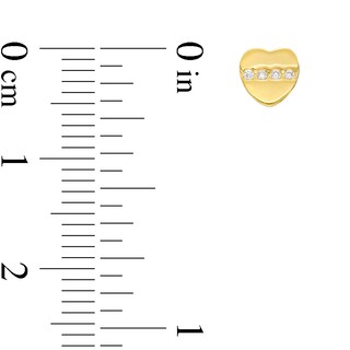 Cubic Zirconia Channel-Set Heart Stud Earrings in 10K Gold