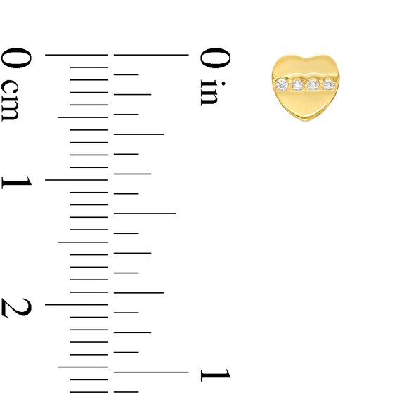 Cubic Zirconia Channel-Set Heart Stud Earrings in 10K Gold