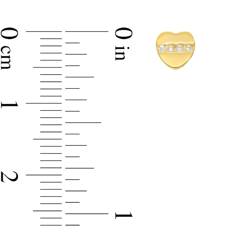 Cubic Zirconia Channel-Set Heart Stud Earrings in 10K Gold