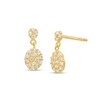 Thumbnail Image 0 of Cubic Zirconia Pavé Oval Drop Stud Earrings in 10K Gold