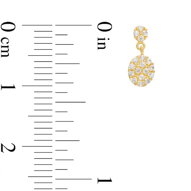 Cubic Zirconia Pavé Oval Drop Stud Earrings in 10K Gold