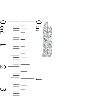 Sterling Silver CZ Two Row Huggie Hoops