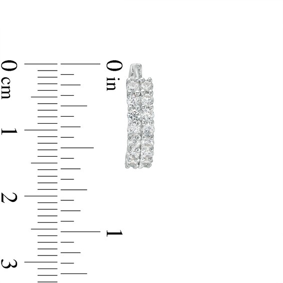 Sterling Silver CZ Two Row Huggie Hoops
