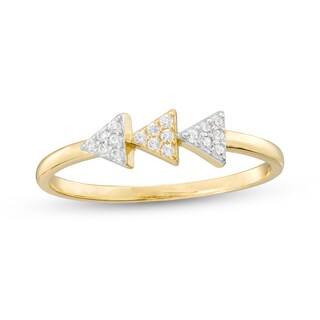 Cubic Zirconia Triangle Trio Ring in 10K Gold - Size 7
