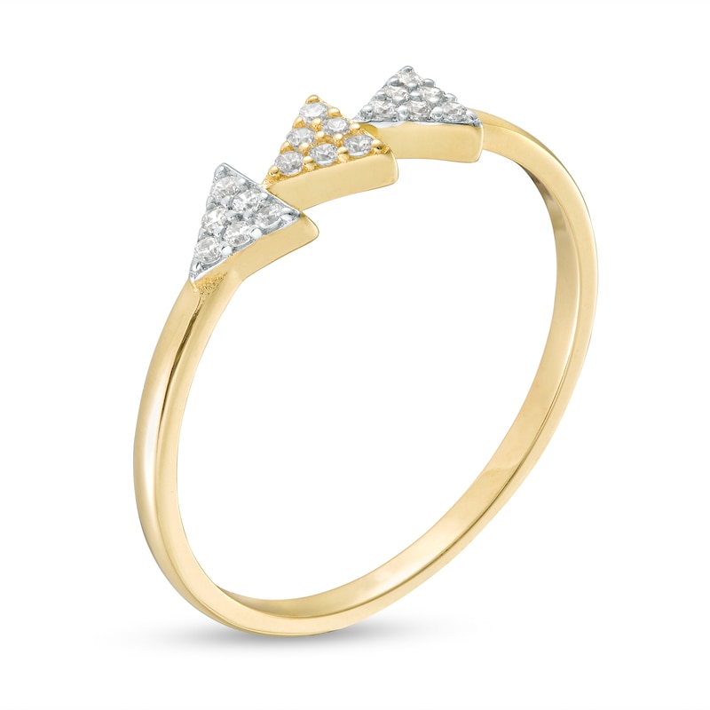 Cubic Zirconia Triangle Trio Ring in 10K Gold - Size 7