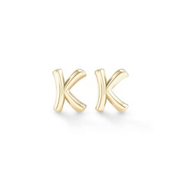 &quot;K&quot; Initial Studs in Sterling Silver with 14K Gold Plate
