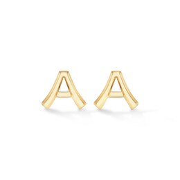 &quot;A&quot; Initial Studs in Sterling Silver with 14K Gold Plate