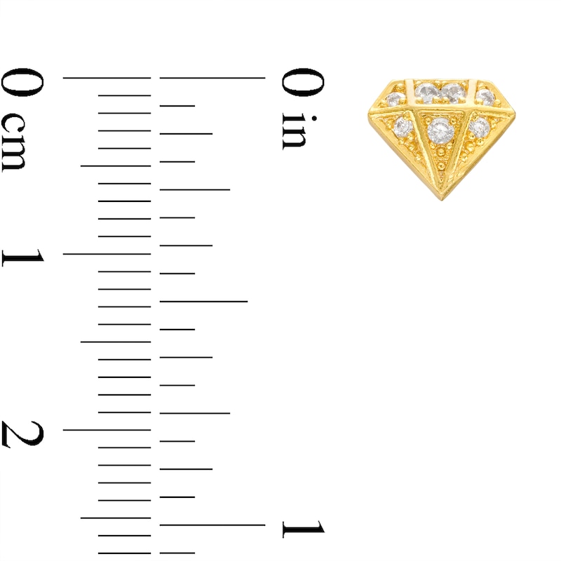 Main Image 2 of Cubic Zirconia Diamond Motif Stud Earrings in 10K Gold