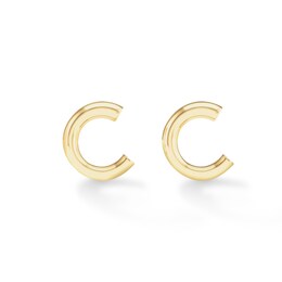 &quot;C&quot; Initial Studs in Sterling Silver with 14K Gold Plate