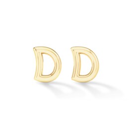 &quot;D&quot; Initial Studs in Sterling Silver with 14K Gold Plate