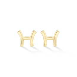 &quot;H&quot; Initial Studs in Sterling Silver with 14K Gold Plate