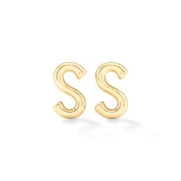 &quot;S&quot; Initial Studs in Sterling Silver with 14K Gold Plate