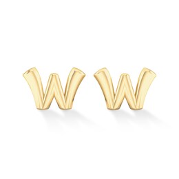 &quot;W&quot; Initial Studs in Sterling Silver with 14K Gold Plate