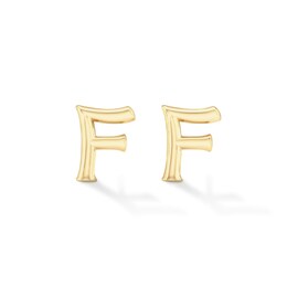 &quot;F&quot; Initial Studs in Sterling Silver with 14K Gold Plate